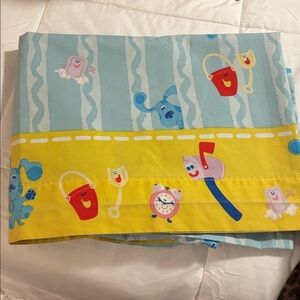 Vintage Blues Clues Blue and Yellow Cartoon Print Fabric Flat Sheet